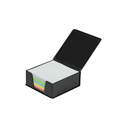 KEJEA Memo cube, 75 x 75 mm, colored, 300 sheets, with leather holder & lid