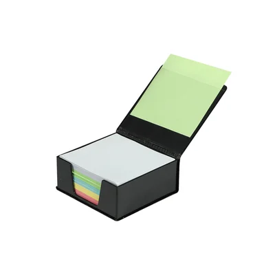 KEJEA Memo cube, 75 x 75 mm, colored, 300 sheets, with leather holder & lid