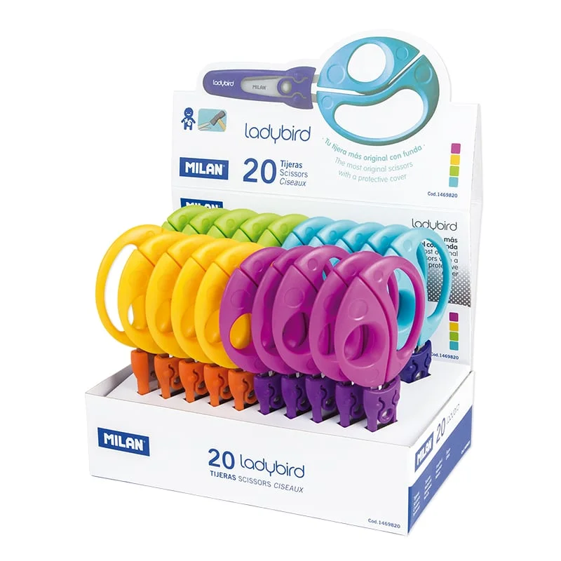 Milan Scissors Ladybird, children’s, with guard, 15 cm, assorted colors