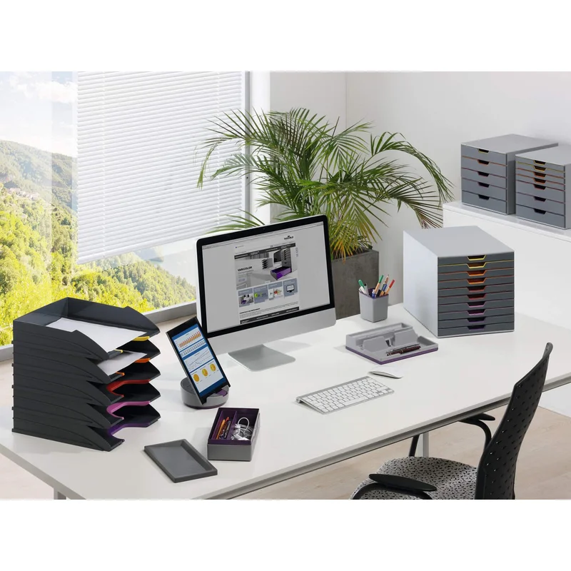 Durable Комплект хоризонтални поставки Varicolor, асорти, сиви, 5 броя