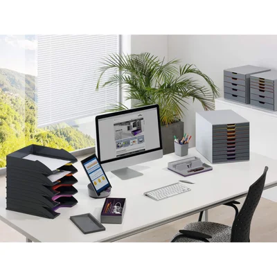 Durable Комплект хоризонтални поставки Varicolor, асорти, сиви, 5 броя