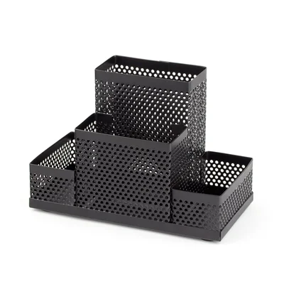 Office 1 Desk organizer, 4 compartments, mesh, metal, black