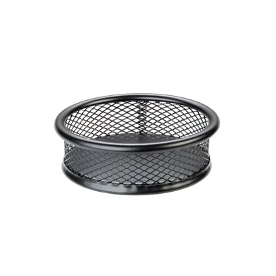 Office 1 Paper clip holder, round, mesh, metal, black