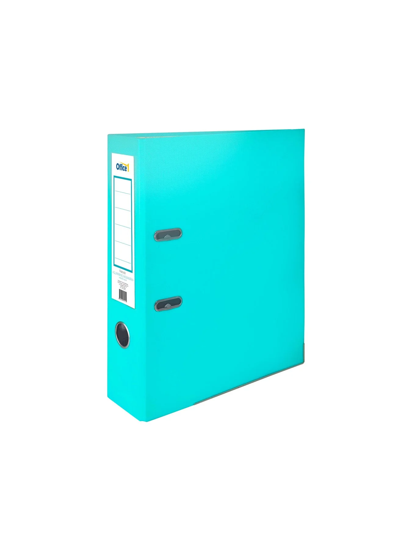 Office 1 Binder, 8 cm, PP, with metal edge, aquamarine