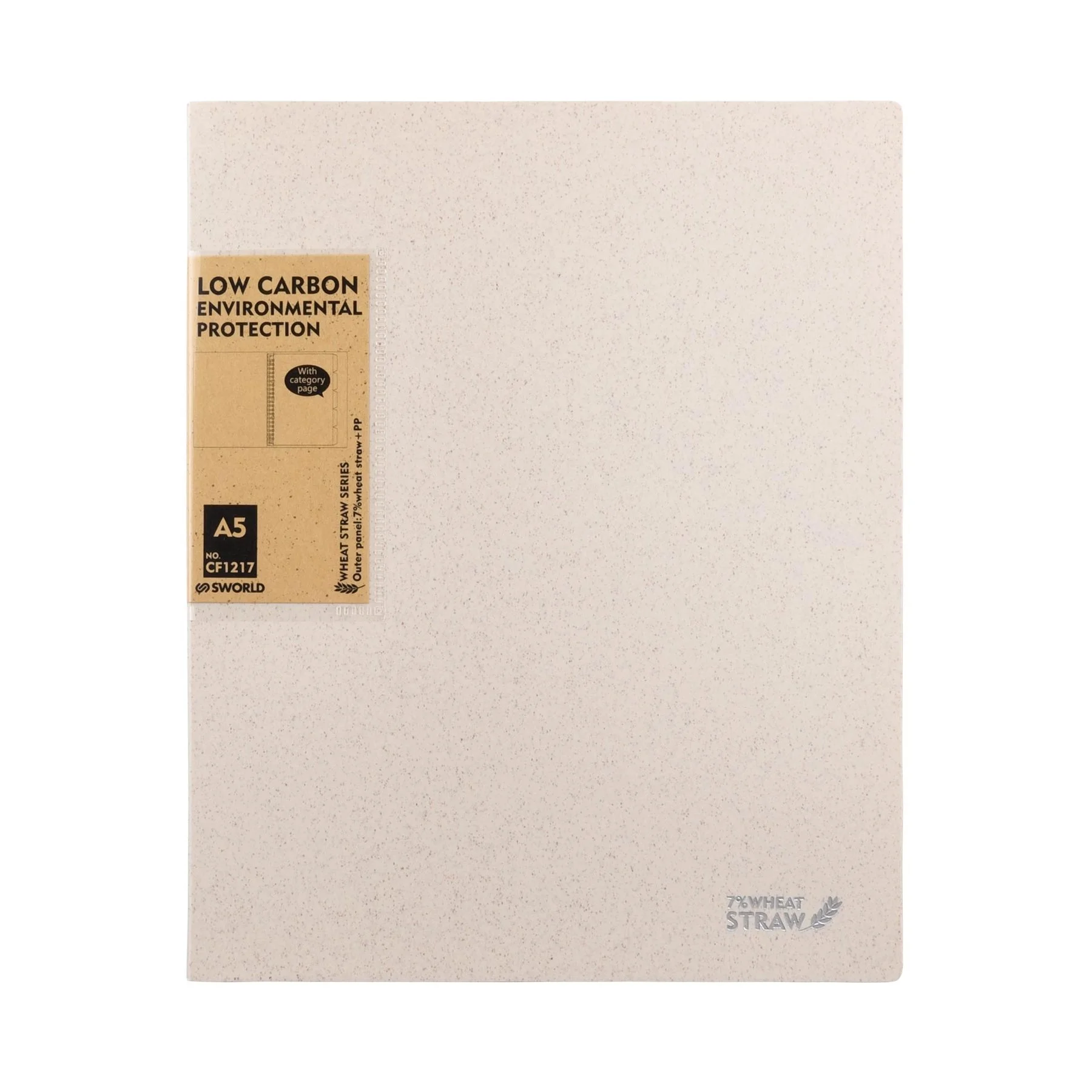 Sworld Folder Wheat Straw, with rings, A4, white