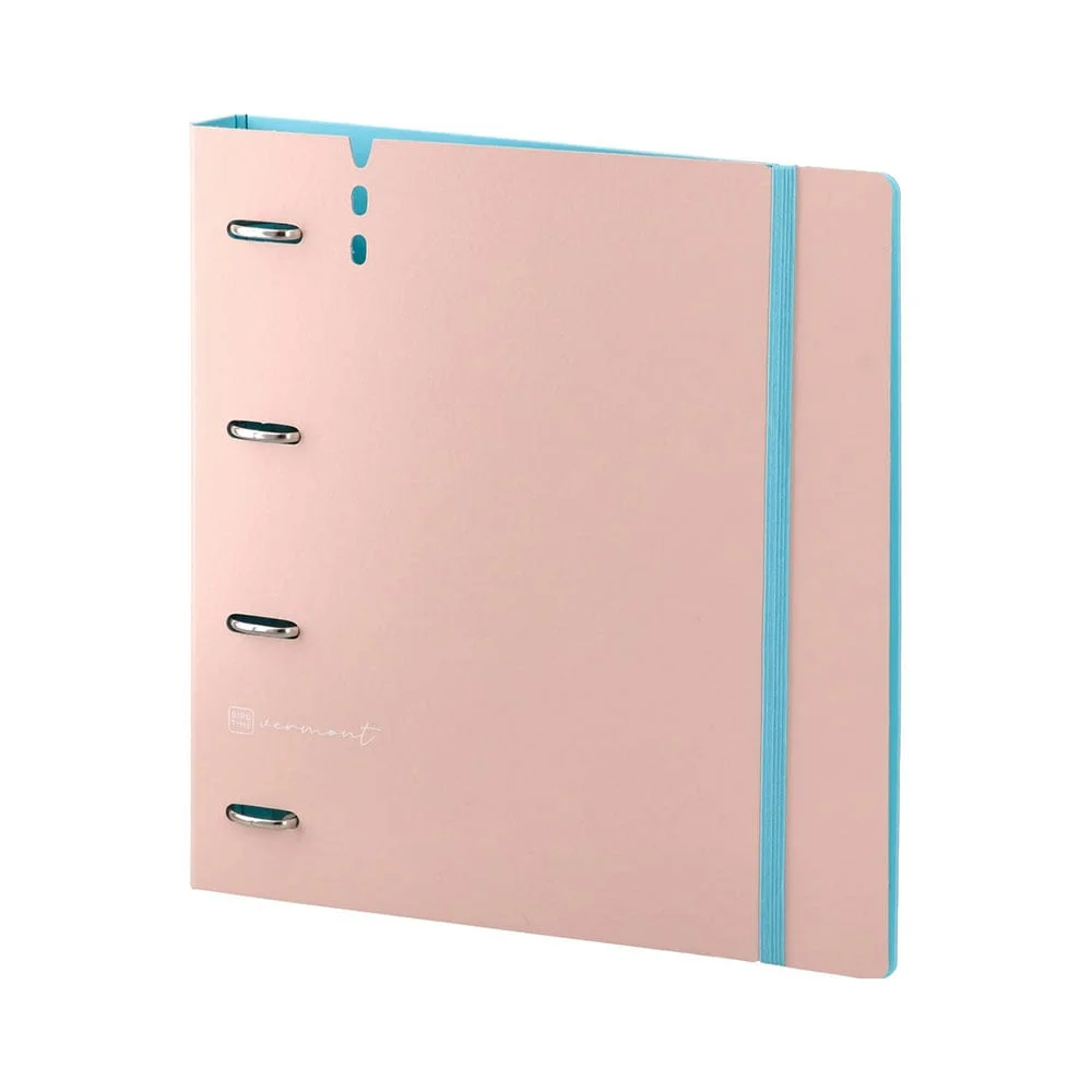 Biro Time Vermont Binder, A4, 4 rings with elastic band, peach
