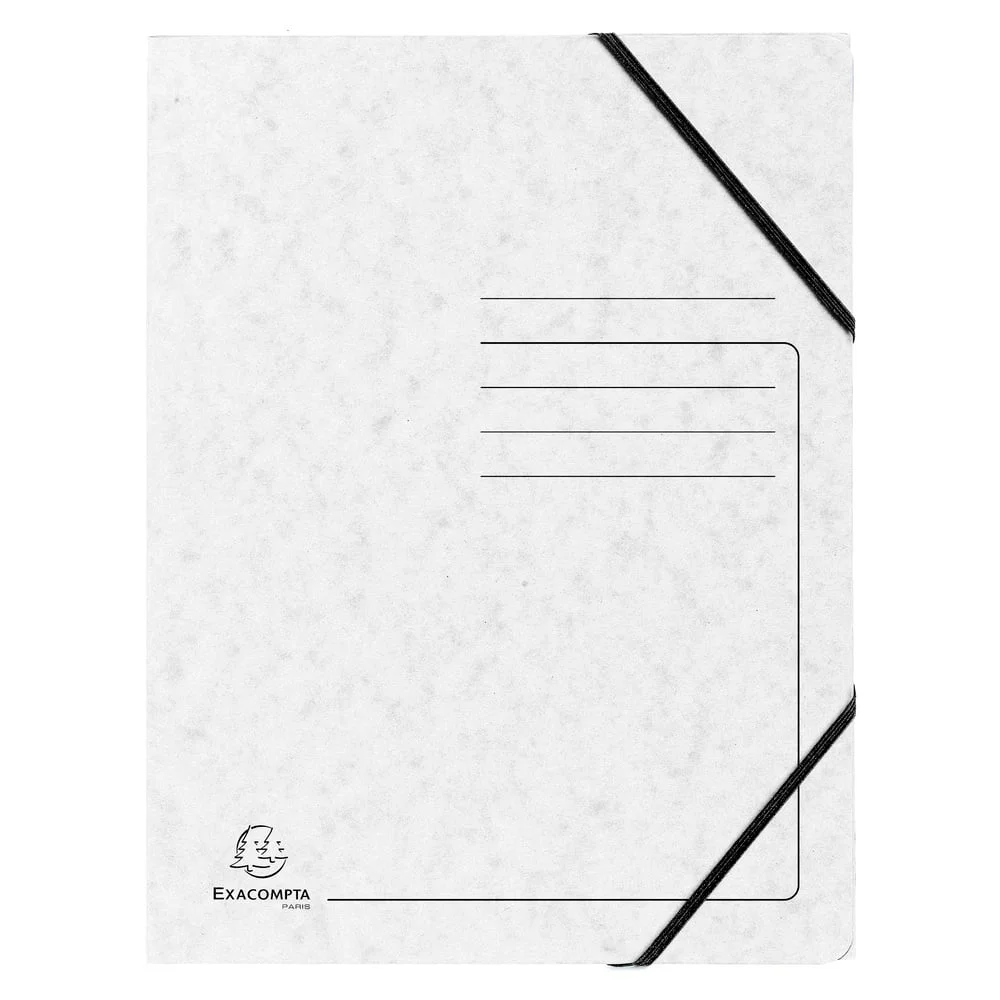 Exacompta Folder, cardboard, with elastic, white