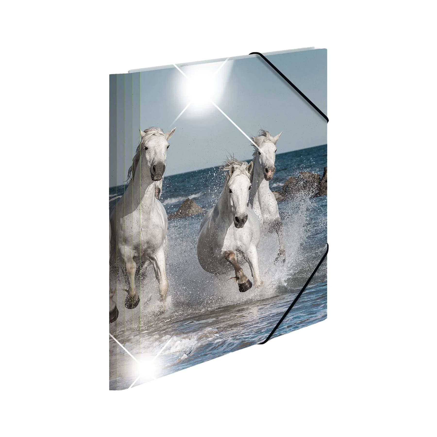 Herma Folder Animals, cardboard, with elastic, A4, PP, horses