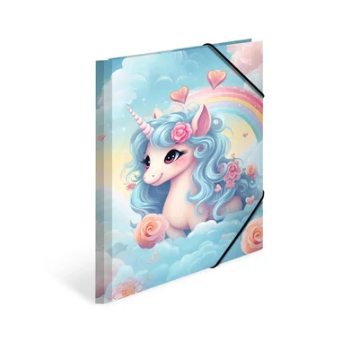 Herma Folder, cardboard, with elastic, A4, unicorns