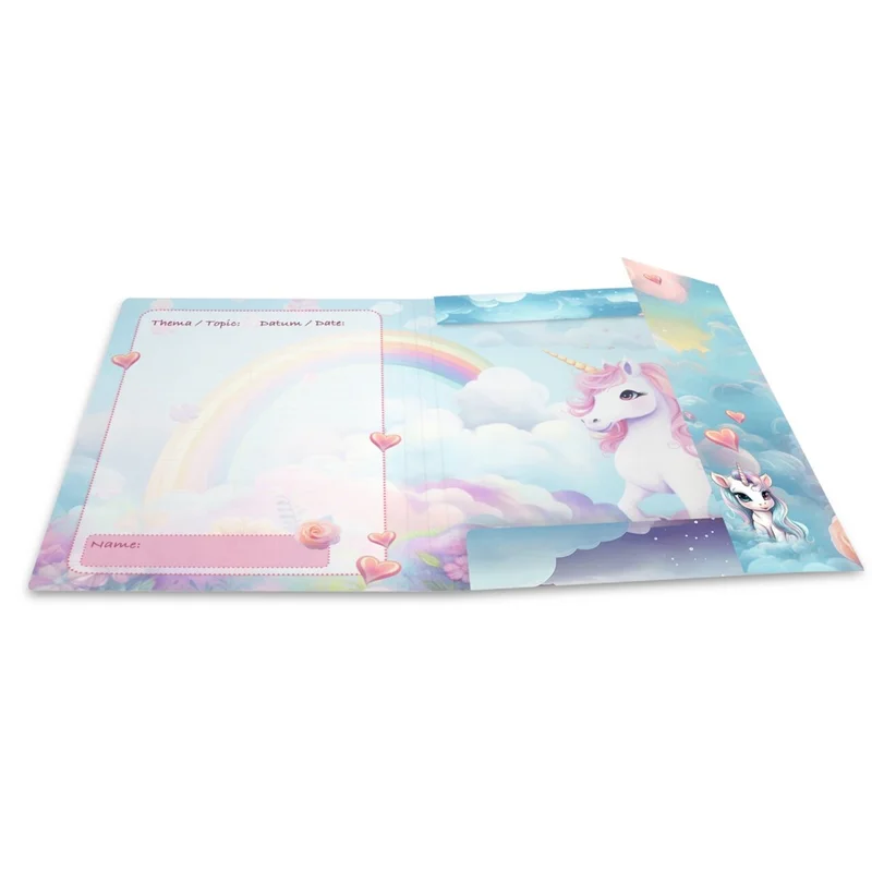 Herma Folder, cardboard, with elastic, A4, unicorns