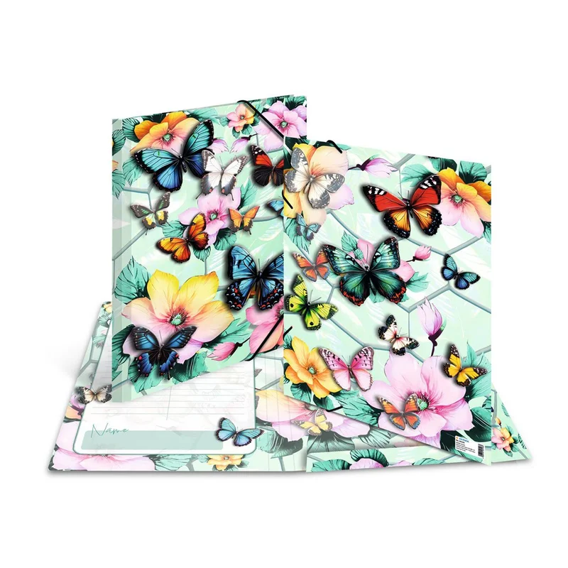 Herma Folder, cardboard, with elastic, A3, butterflies