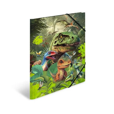 Herma Folder, cardboard, with elastic, A3, dinosaurs