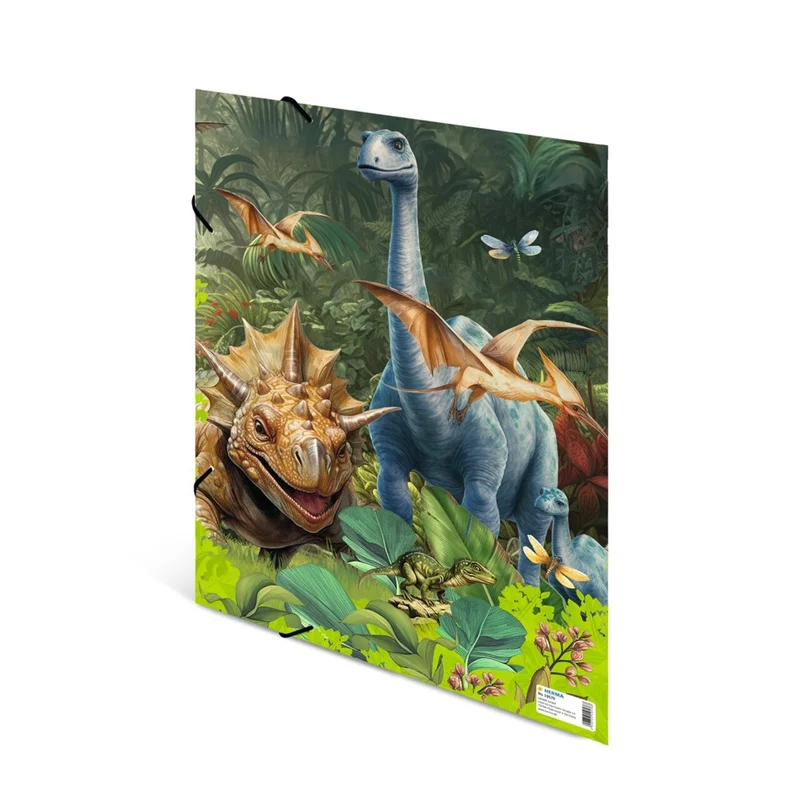 Herma Folder, cardboard, with elastic, A3, dinosaurs