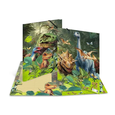 Herma Folder, cardboard, with elastic, A3, dinosaurs