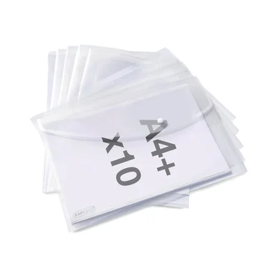 Rapesco Folder Eco GRS, PP, with button, A4+, transparent, 10 pcs