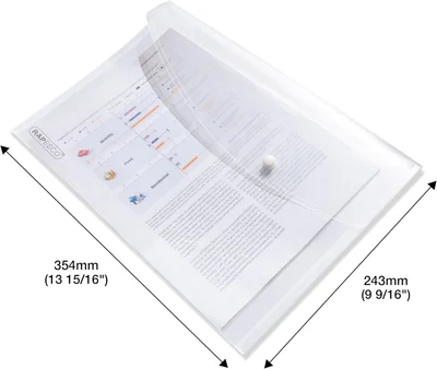 Rapesco Folder Eco GRS, PP, with button, A4+, transparent, 10 pcs