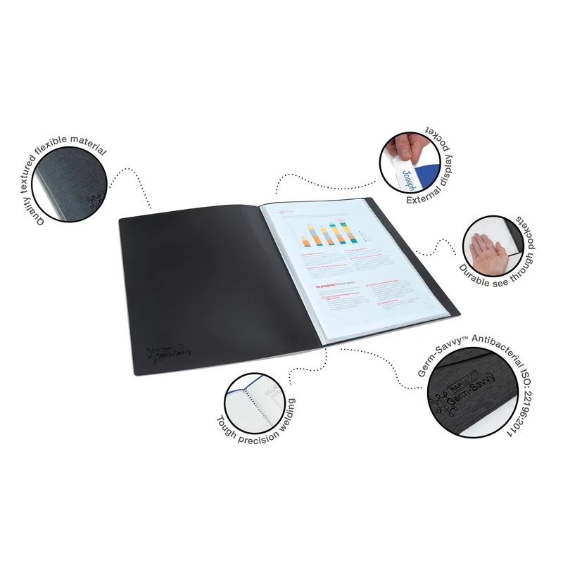 Rapesco Folder Germ-Savvy, PP, 40 pockets, black
