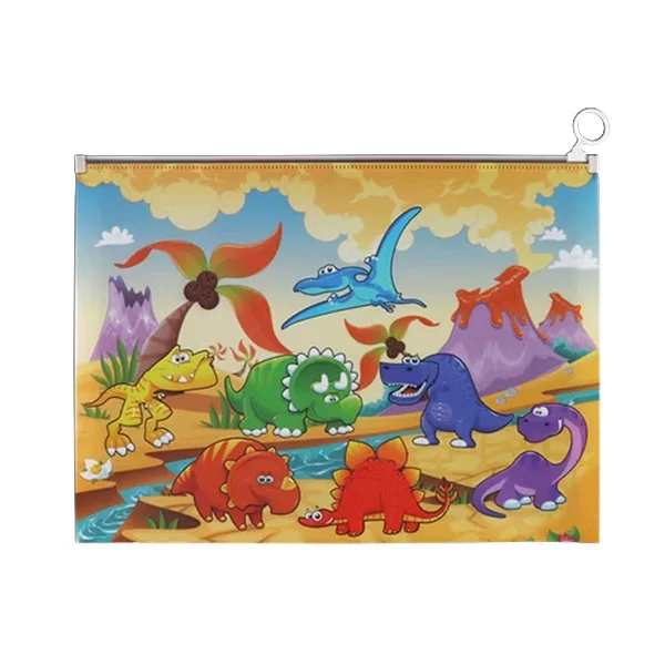 Foska Zipper Pouch Dinosaurs, A4, assorted