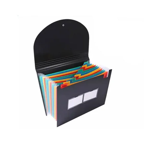 Foska Accordion File, A4, 13 pockets, black