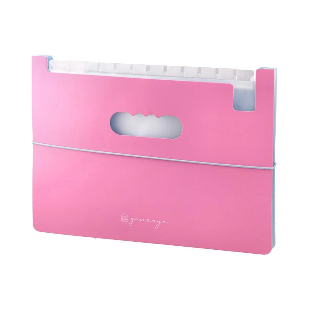 Biro Time Gonzaga Expanding File, with 13 dividers, pink
