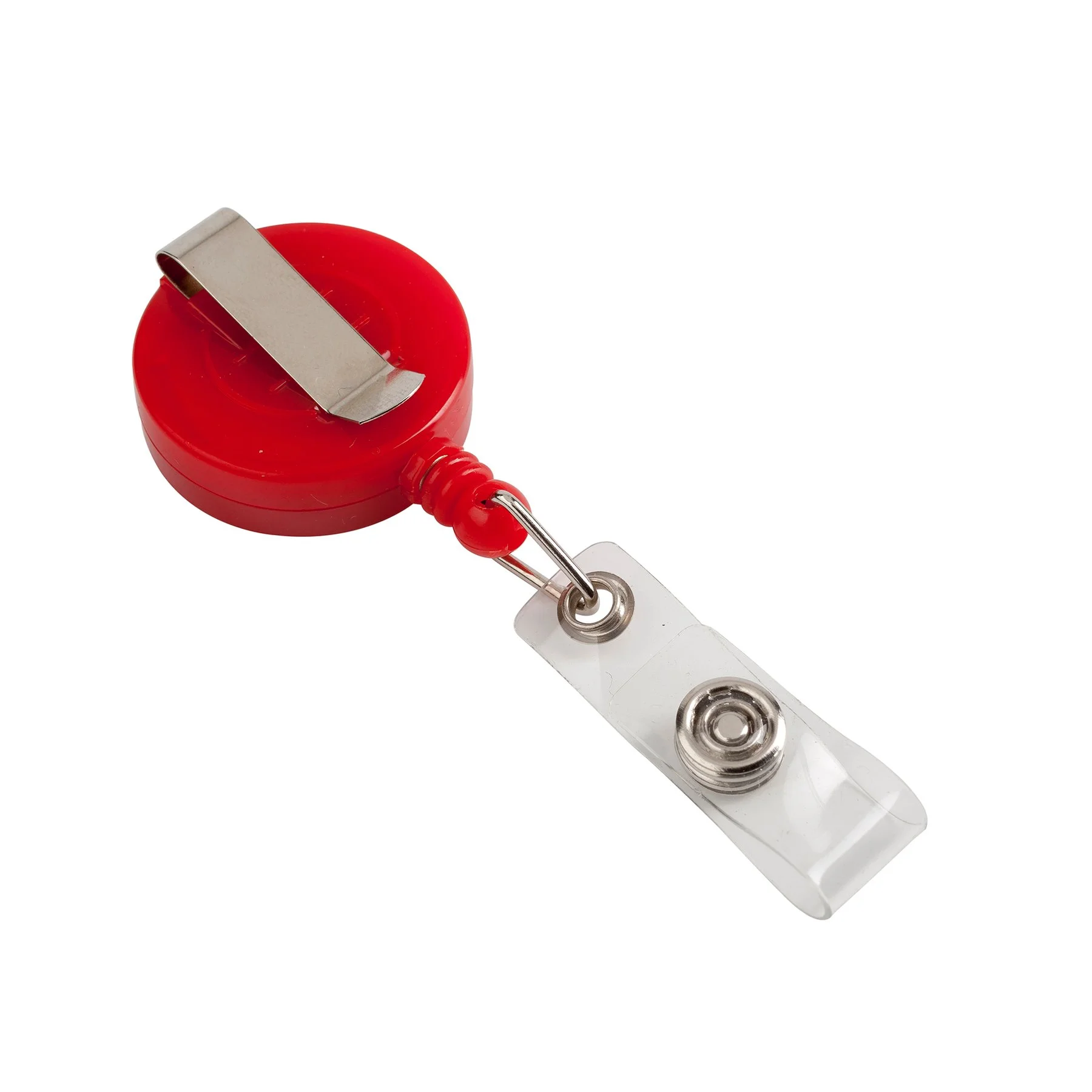 Office 1 Badge reel, with clip, round, red, 5 pcs pack
