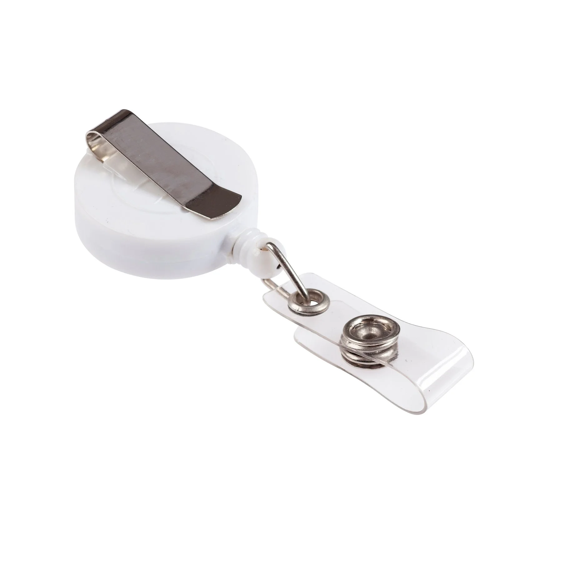 Office 1 Retractor, retractable badge holder, with clip, round, white, 5 pieces per pack