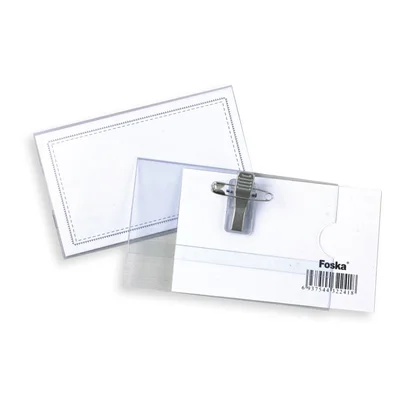 Foska Badge, with pin and clip, 90 x 57 mm, 50 pcs