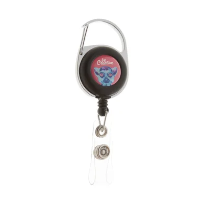 Cool Badge reel Yo-Yo, round, with Hooky carabiner