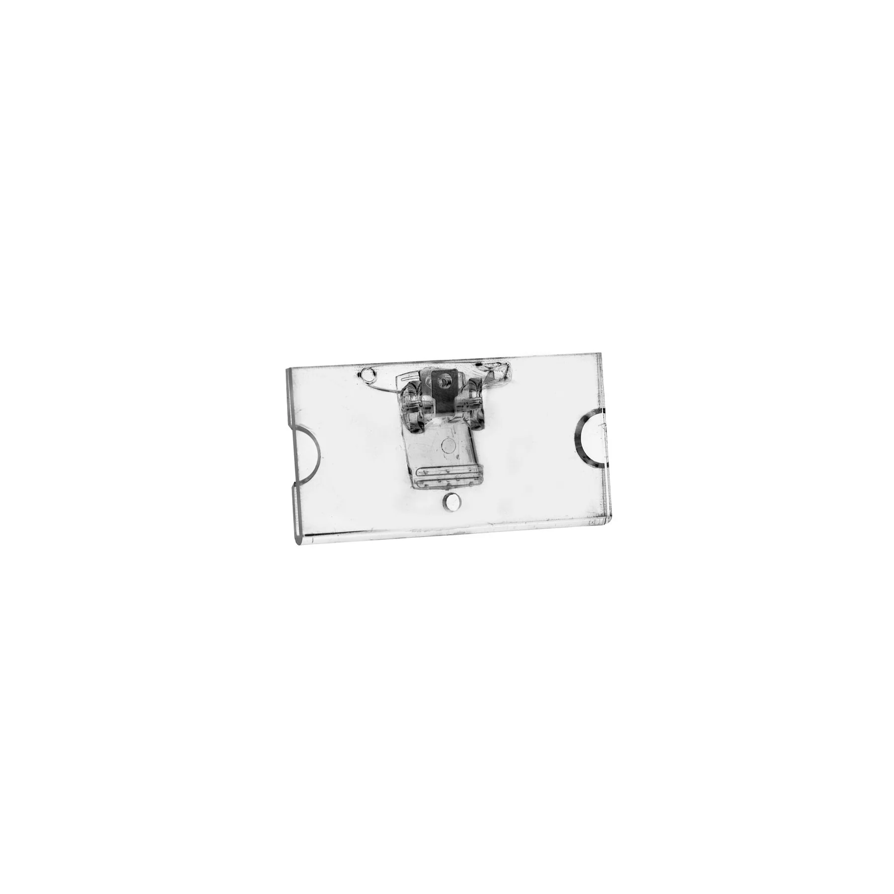 KEJEA Badge, with pin and clip, rectangular, 65 x 32 mm, transparent