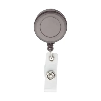 Cool Retractor Slope, retractable badge holder, with clip, round, transparent-black