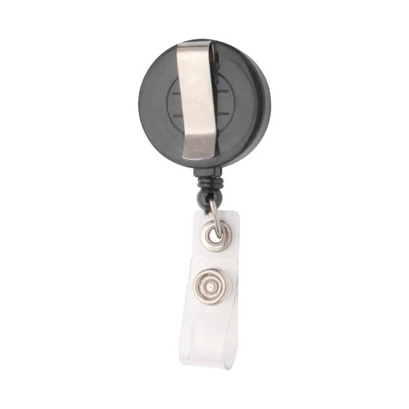 Cool Retractor Slope, retractable badge holder, with clip, round, transparent-black