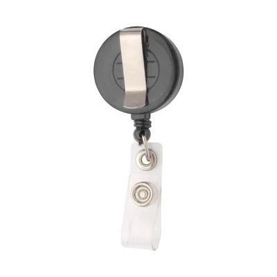 Cool Retractor Slope, retractable badge holder, with clip, round, transparent-black
