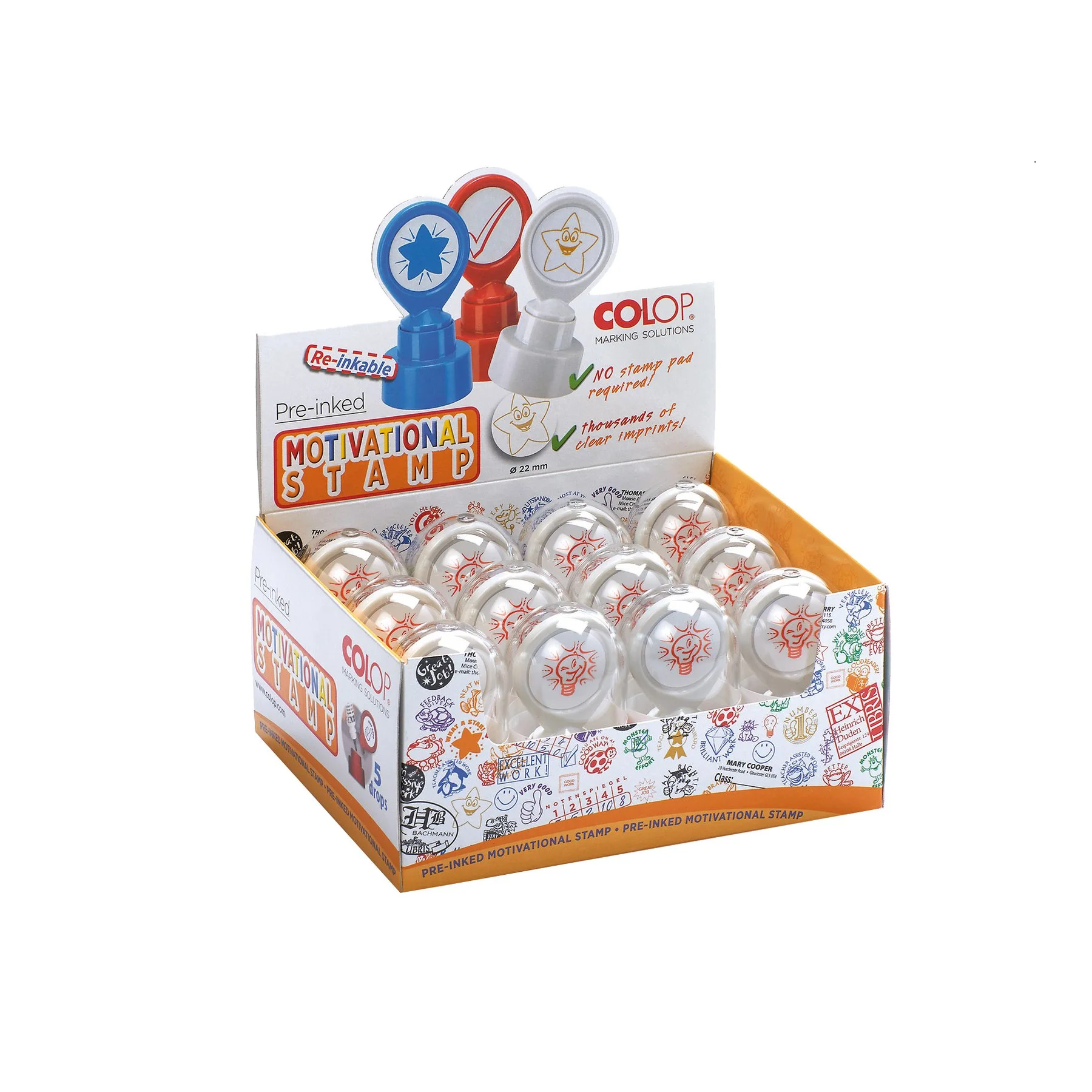Colop Motivational stamps, assorted, 12 pieces in display