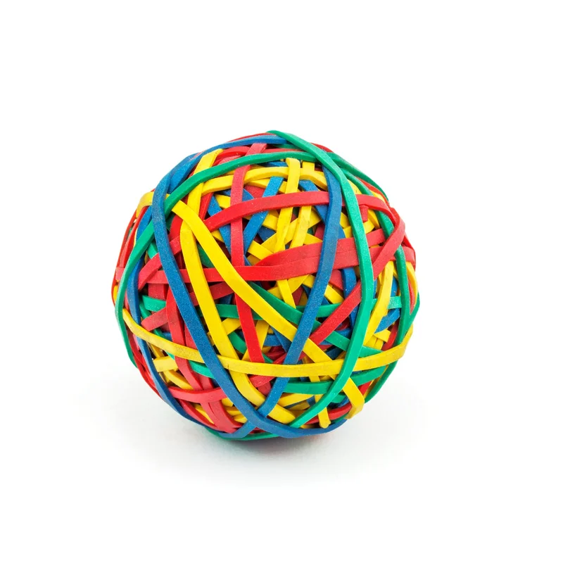 Office 1 Rubber bands, 90% rubber, assorted colors, 100 g, on a ball