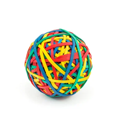 Office 1 Rubber bands, 90% rubber, assorted colors, 100 g, on a ball