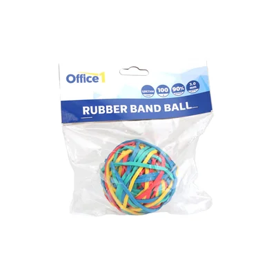 Office 1 Rubber bands, 90% rubber, assorted colors, 100 g, on a ball