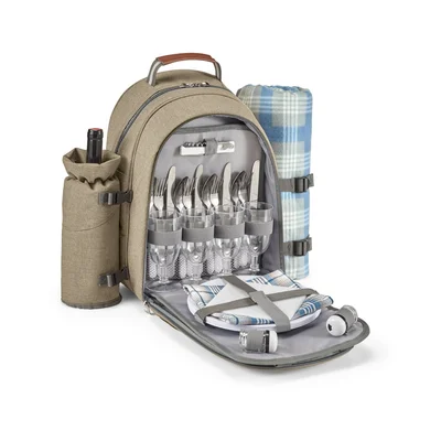 Hi!dea Picnic backpack, with included accessories, light brown