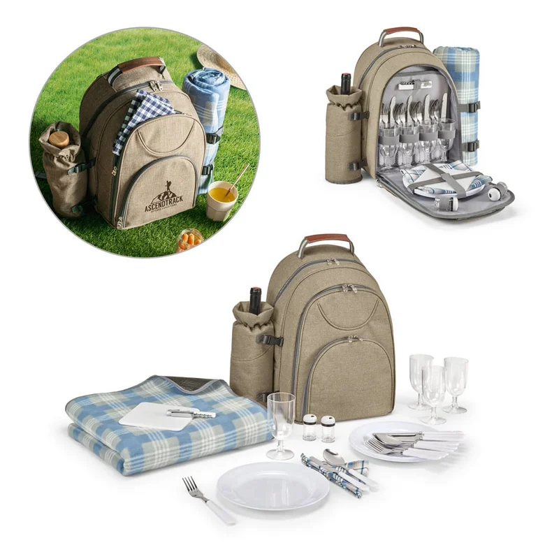 Hi!dea Picnic backpack, with included accessories, light brown