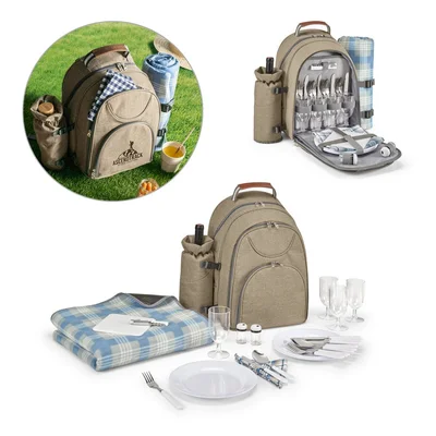 Hi!dea Picnic backpack, with included accessories, light brown