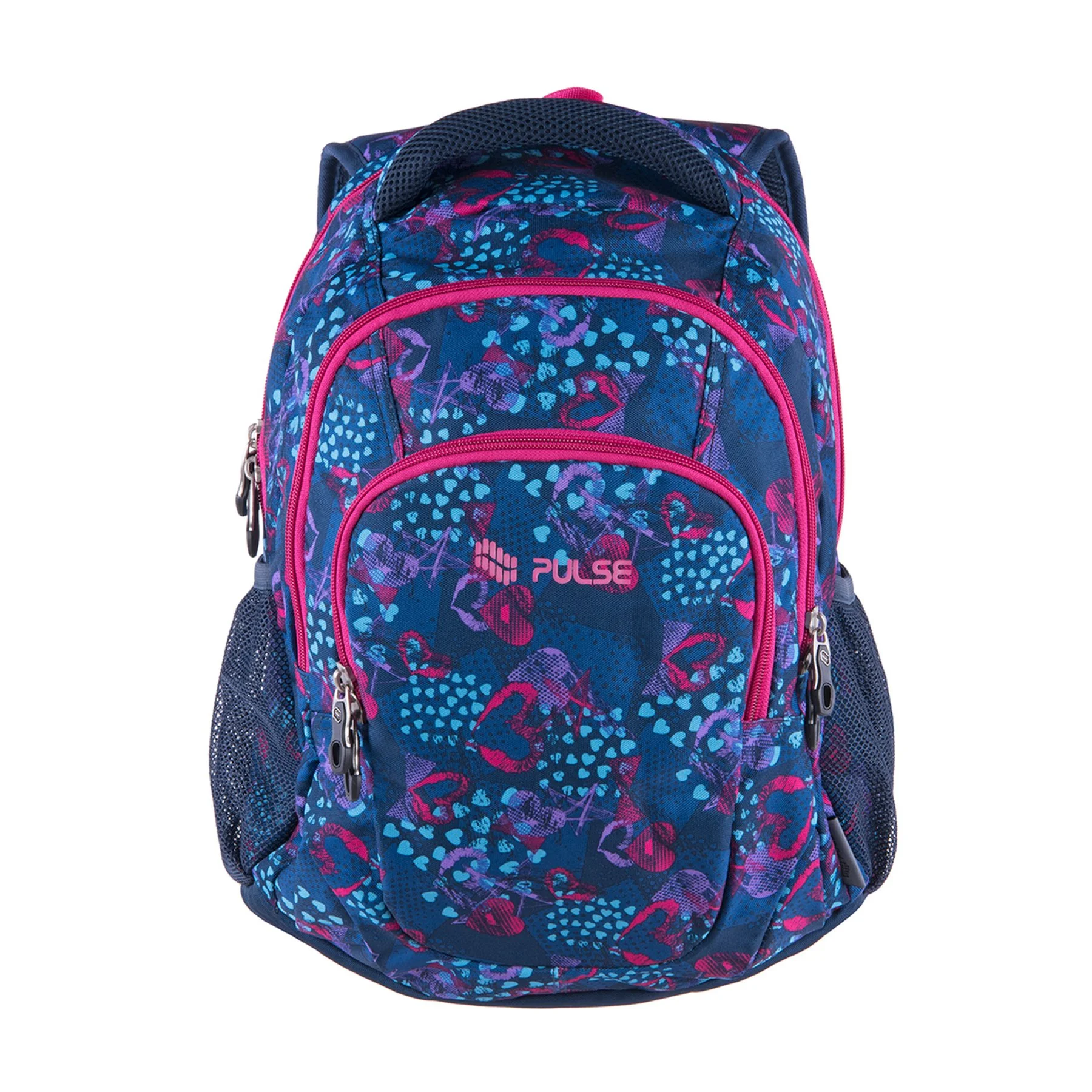 Pulse Backpack Teens, Hearts, Blue-Pink