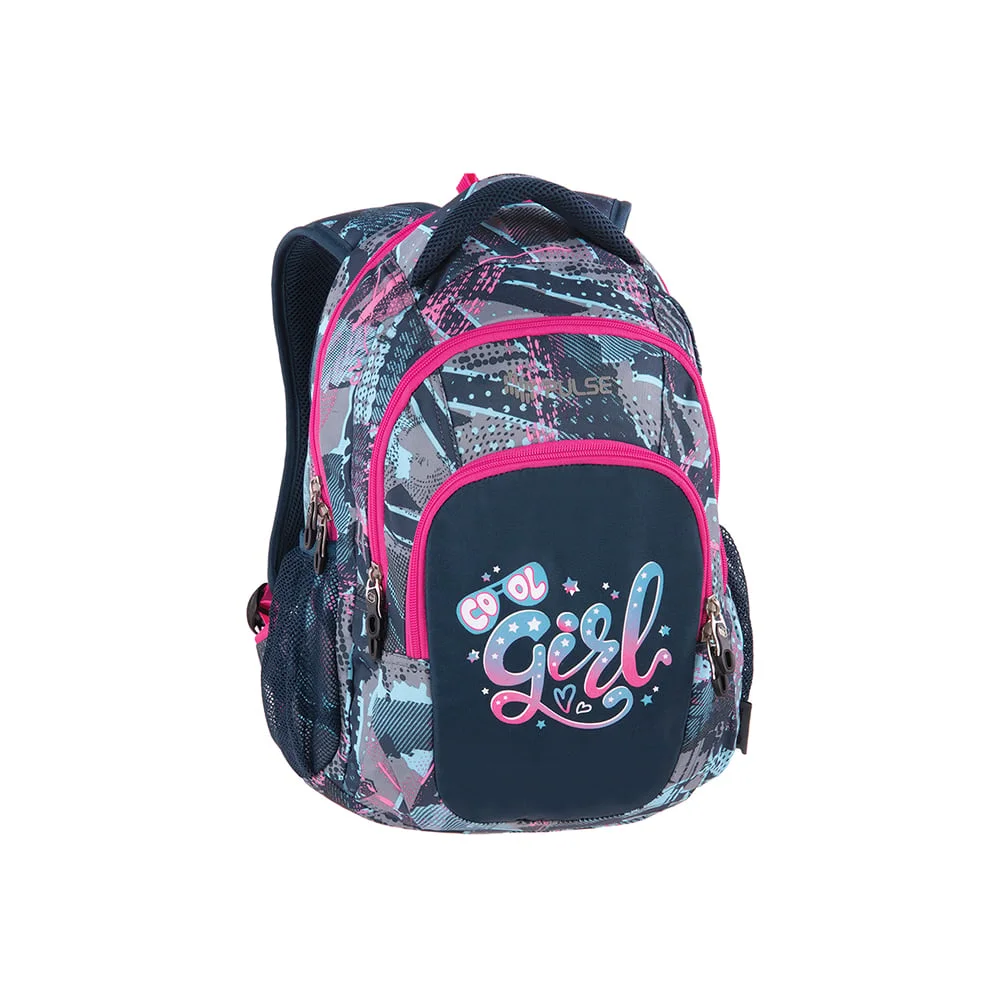 Pulse Backpack Teens Happy Girl, gray-pink