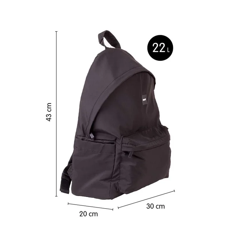 Milan Backpack Shadow, 2 zips, 22 L, black