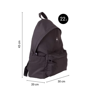 Milan Backpack Shadow, 2 zips, 22 L, black