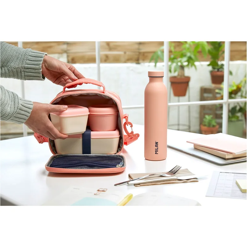 Milan Lunch Bag 1918, with 3 boxes, pink