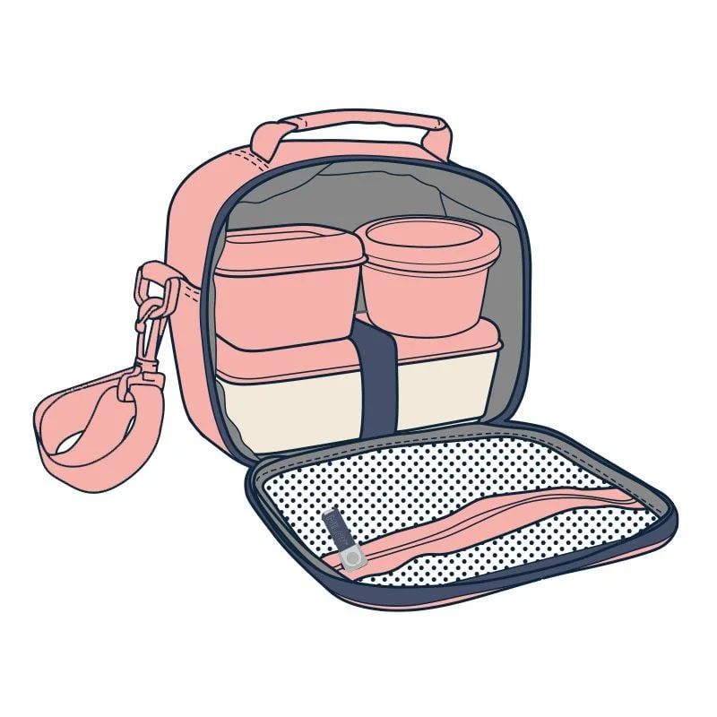 Milan Lunch Bag 1918, with 3 boxes, pink