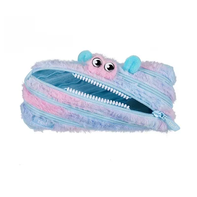 Zipit Pencil case Furry Monster, medium, blue-pink