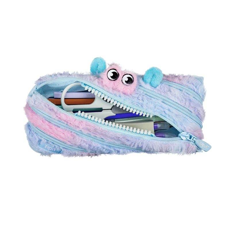Zipit Pencil case Furry Monster, medium, blue-pink