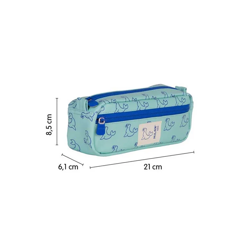 Milan Pencil case 460, with 2 zippers, light green