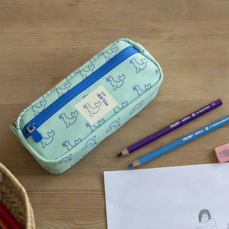 Milan Pencil case 460, with 2 zippers, light green