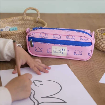 Milan Pencil case 460, 2 zippers, light pink
